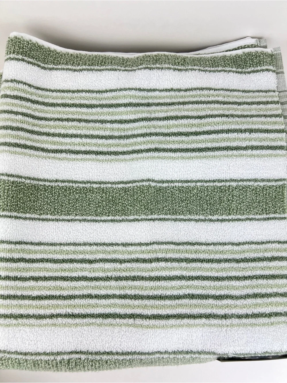 Tommy Bahama Bath Towels Riviera Sage Green White Striped Soft Cotton 2 Pc NEW